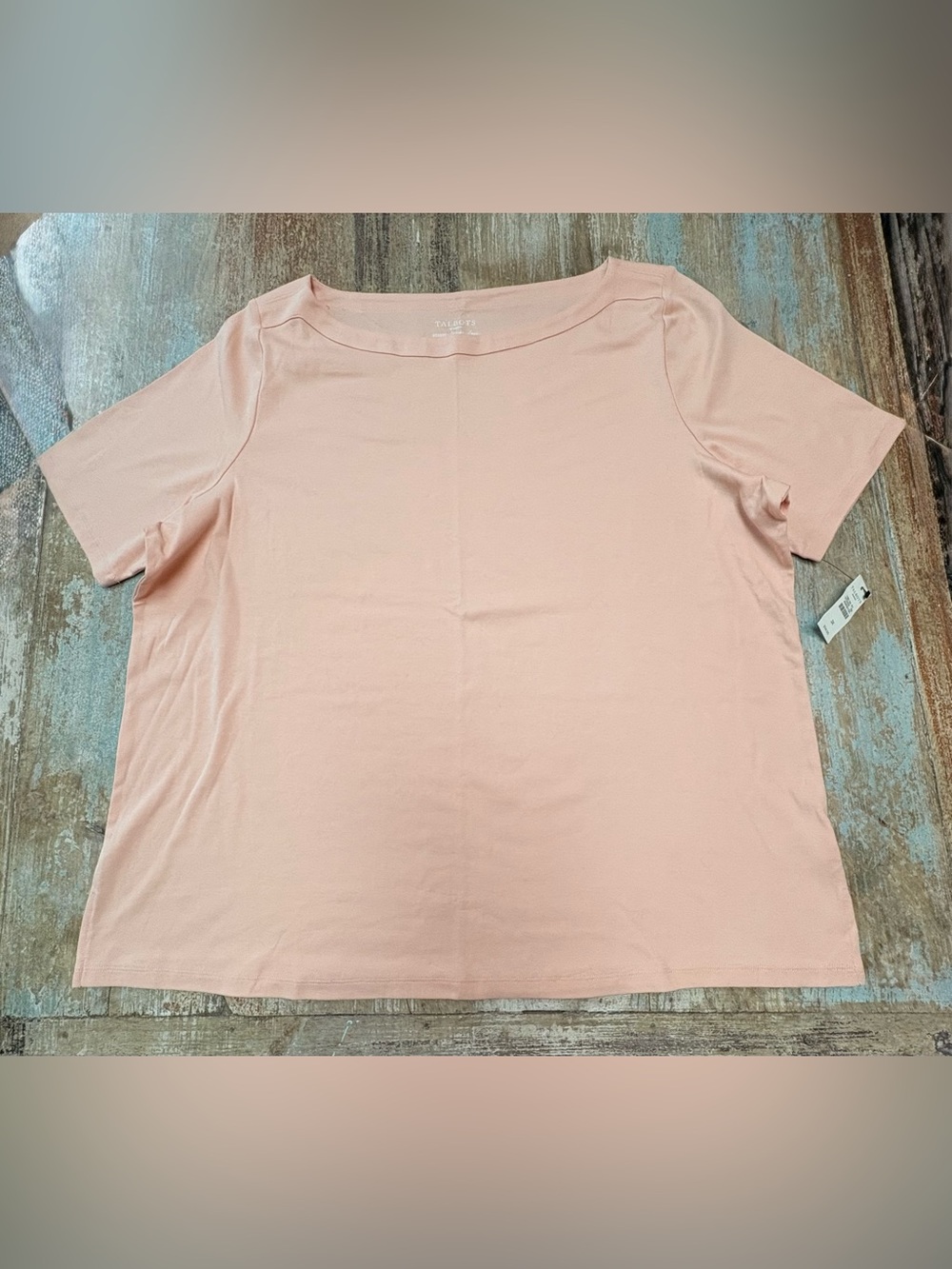 Talbots Peach Boatneck Short Sleeve Top